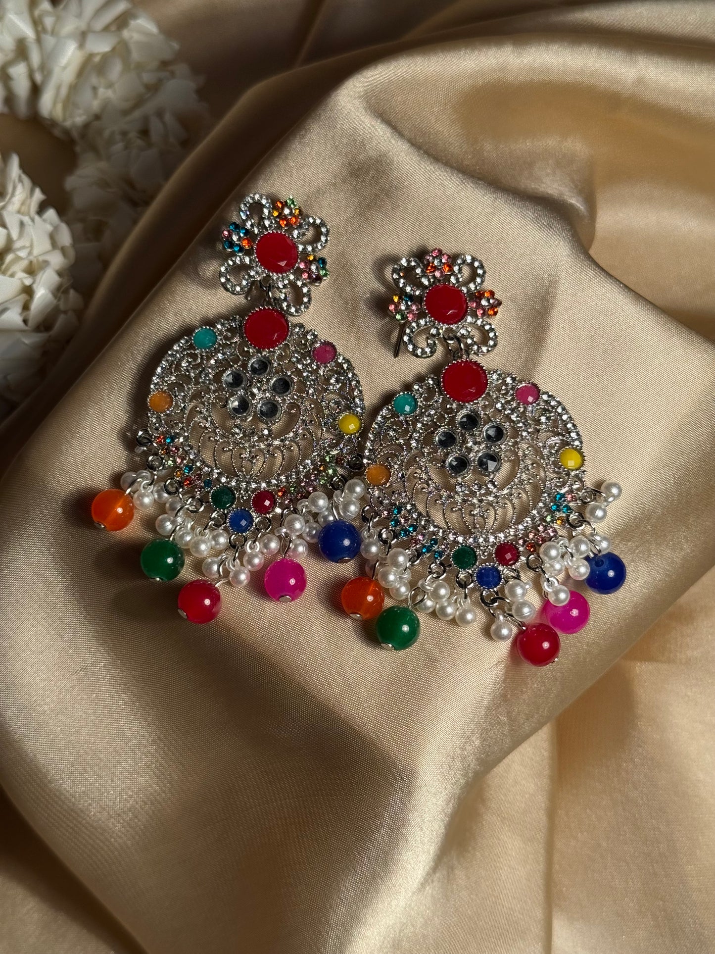 Rangoli Rounds khass collection-silver and multi