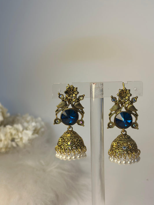 Kashimiri Earrings - Gold blue