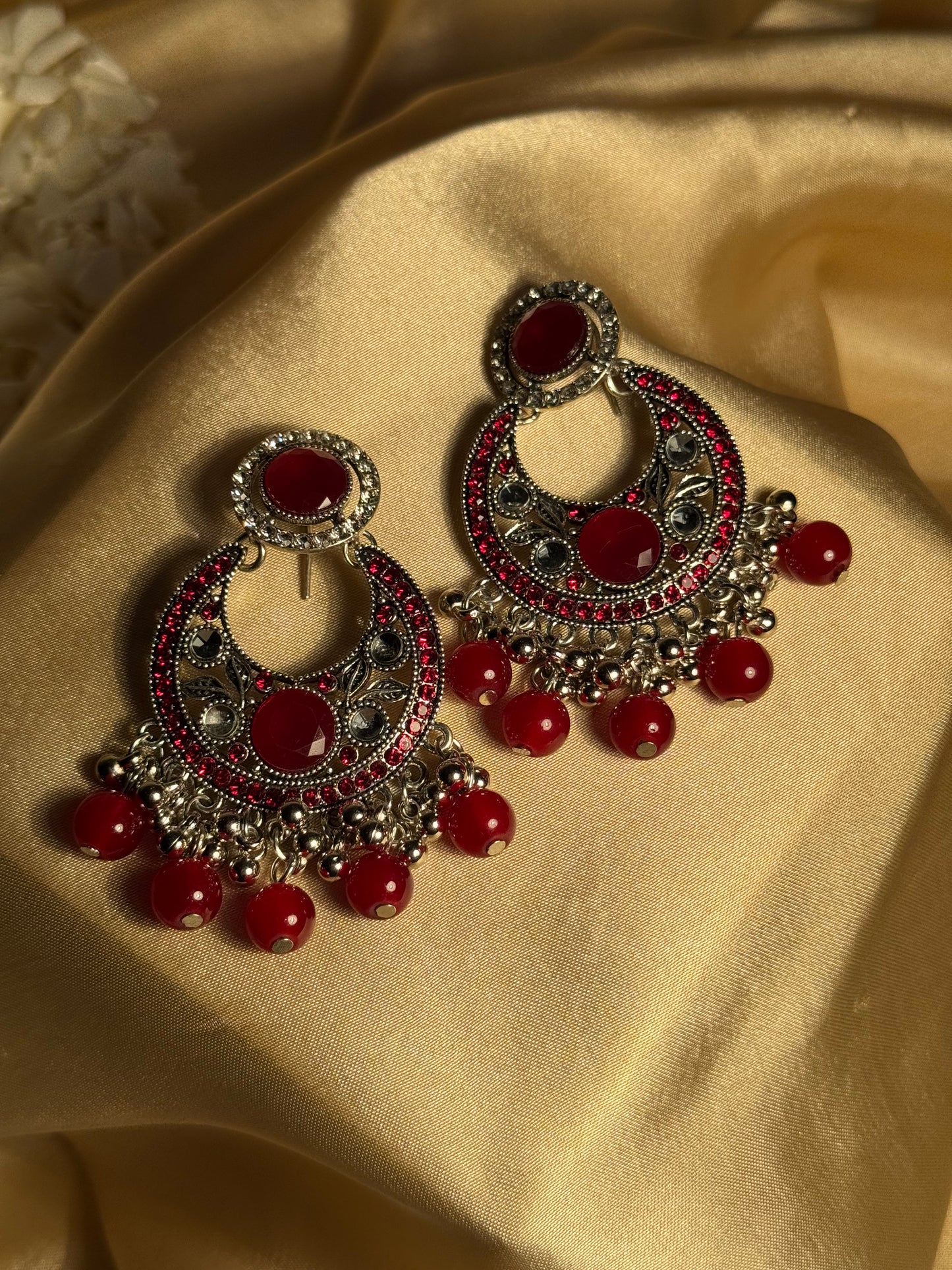 Sultana chandbali khass collection-silver and maroon