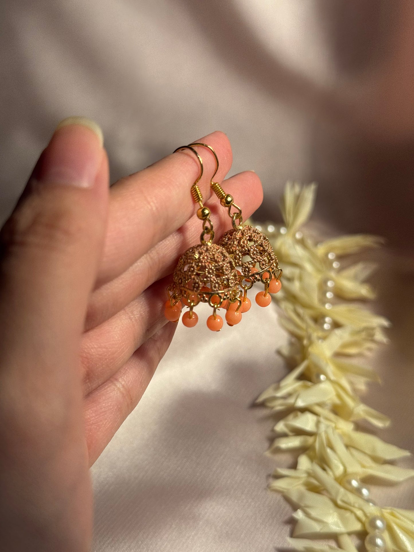 Orange zari jhumki - rozana