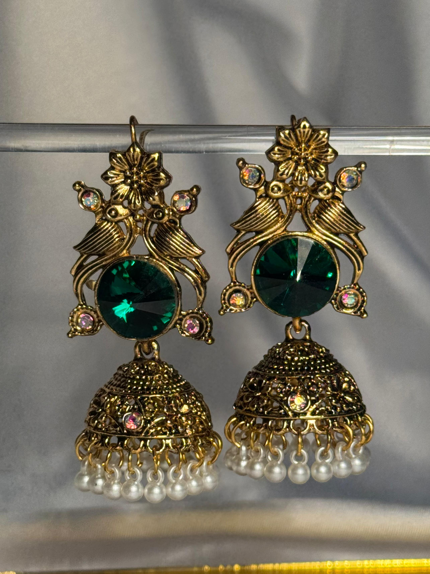 Kashimiri Earrings - Gold Green