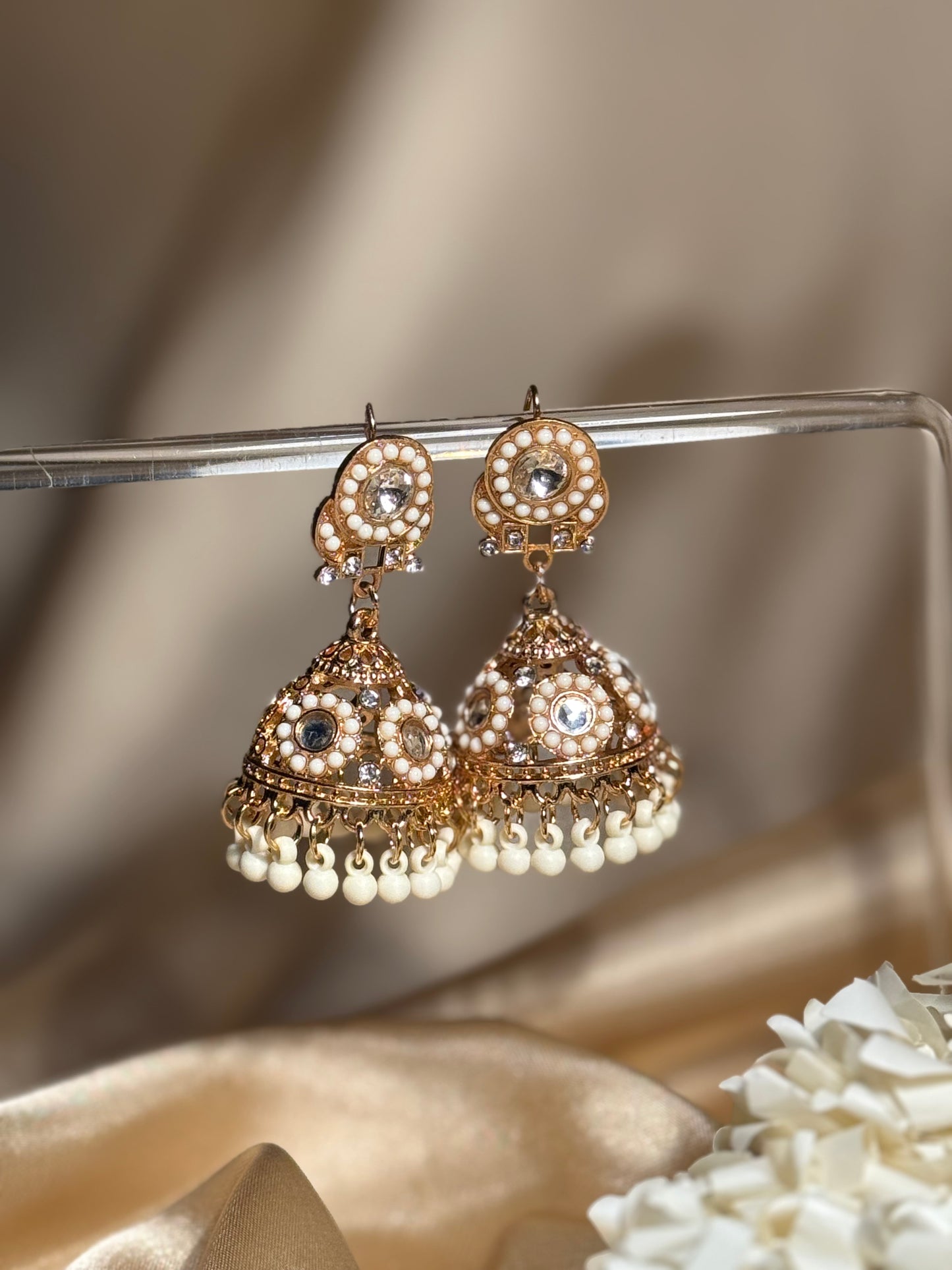 Bahar jhumkay khass collection-gold and white