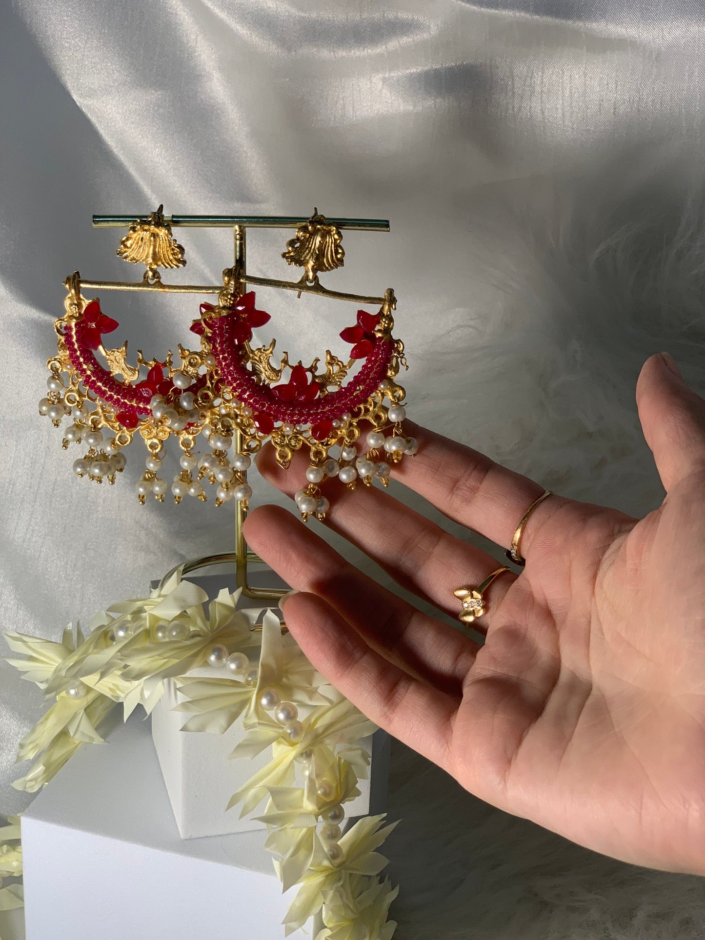 Peacock Earrings - Shocking pink