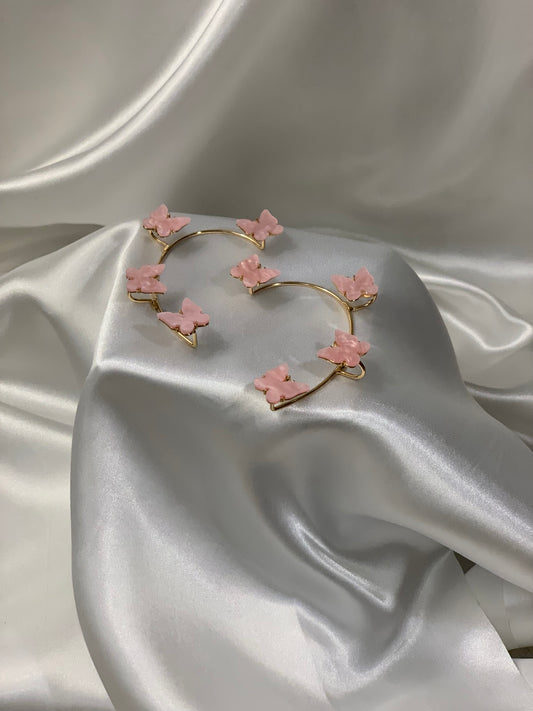 Butterfly - ear cuff - pink