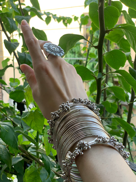 small balls silver karray and bangle set