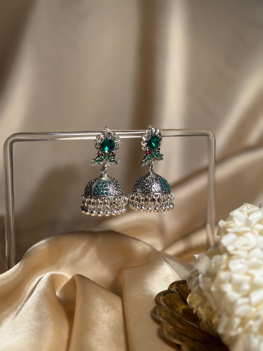 Phool chirya oxidized khass collection-silver and green
