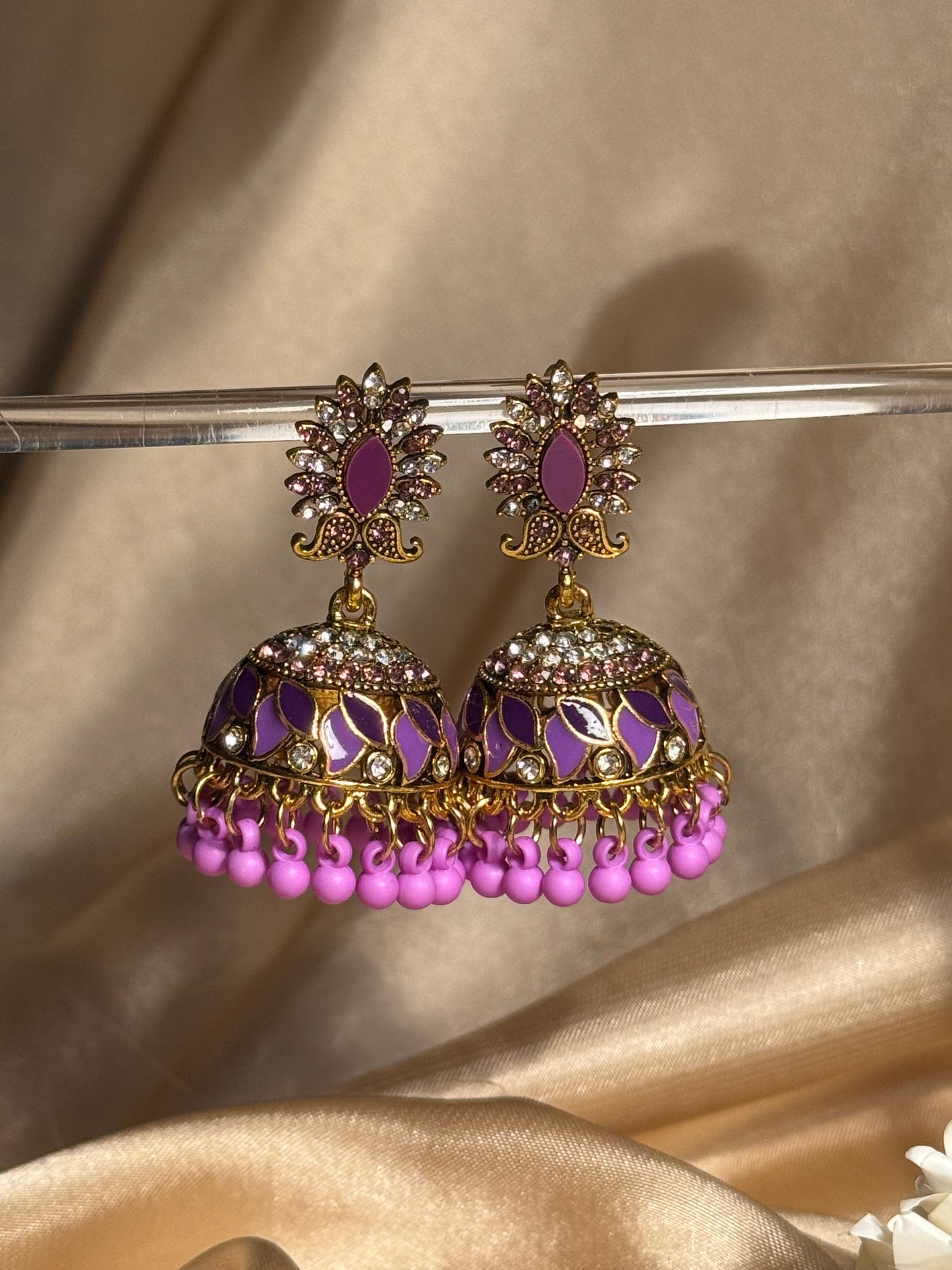 Dil kash jhumkay khass collection-gold and purple