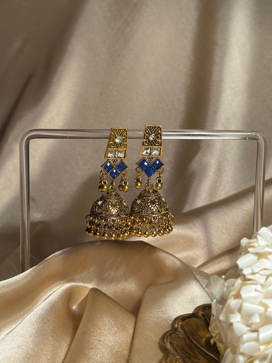 Dadi ki antique jhumkiyan khass collection- blue and gold