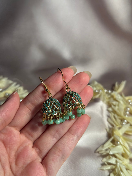 Resham jhumki mint green- rozana
