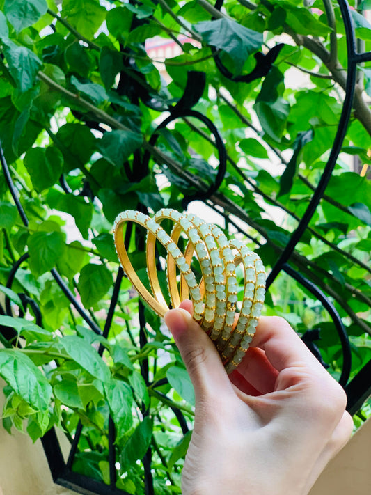 Moti bangle Sea green and Gold