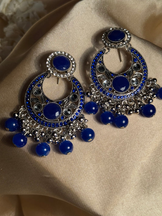 Sultana chandbali khass collection-silver and blue
