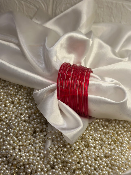 Glass bangles - Red - 12