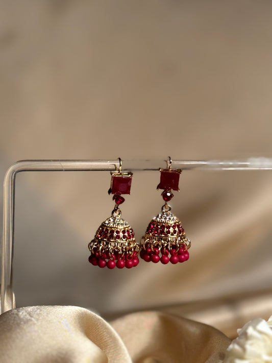 Zeenat jhumki khass collection-gold and maroon