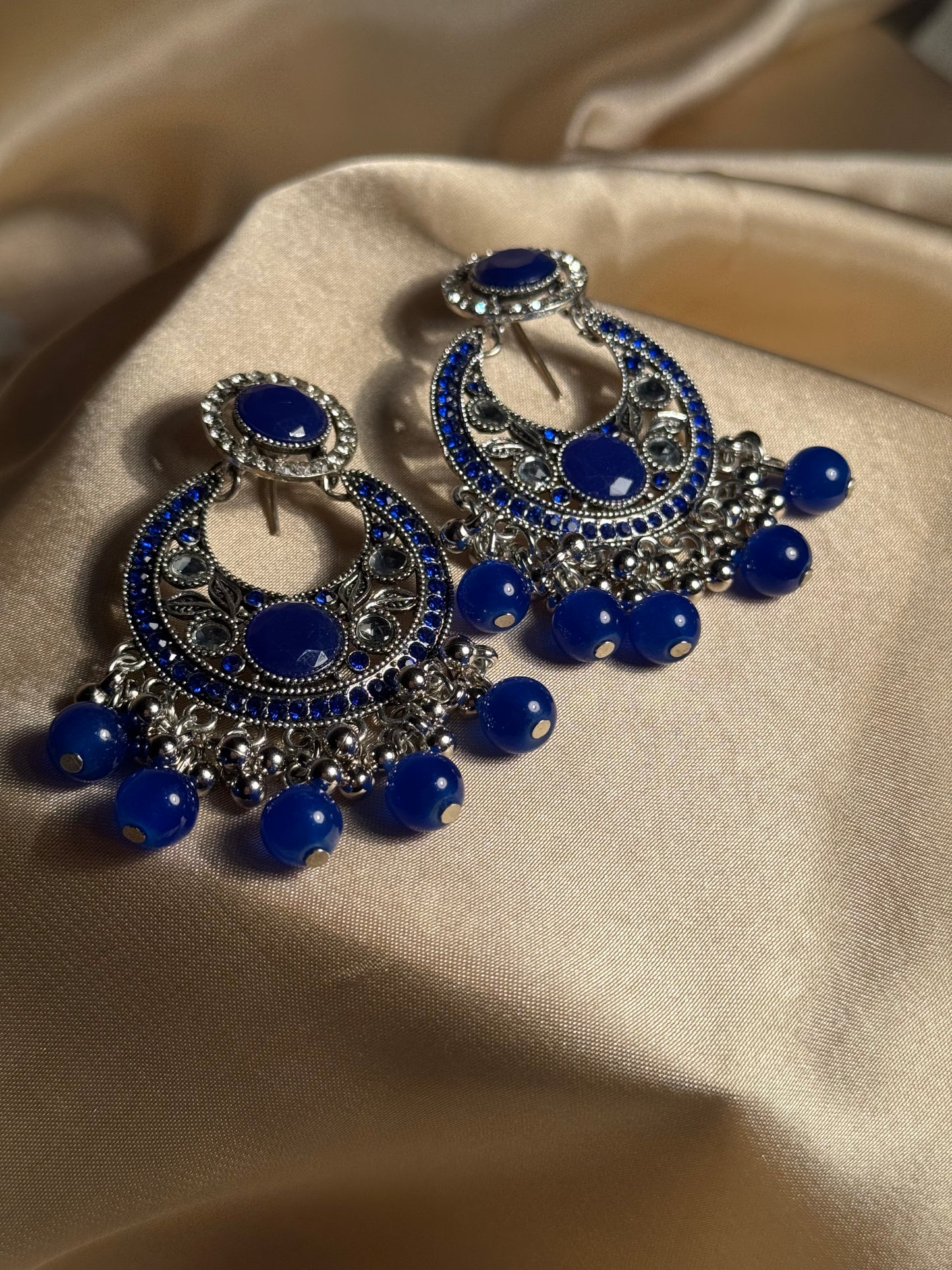 Sultana chandbali khass collection-silver and blue