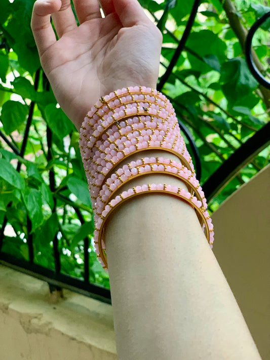 Moti bangle pink and Gold