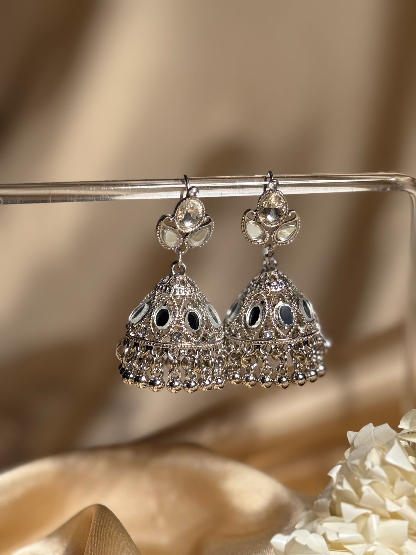 Ayna jhumki khass collection-silver
