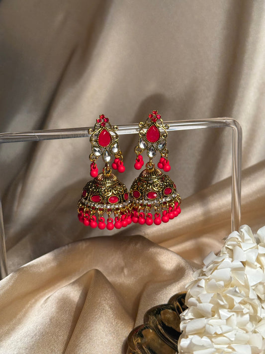 Nani ki jhumkiyan khass collection-gold and red