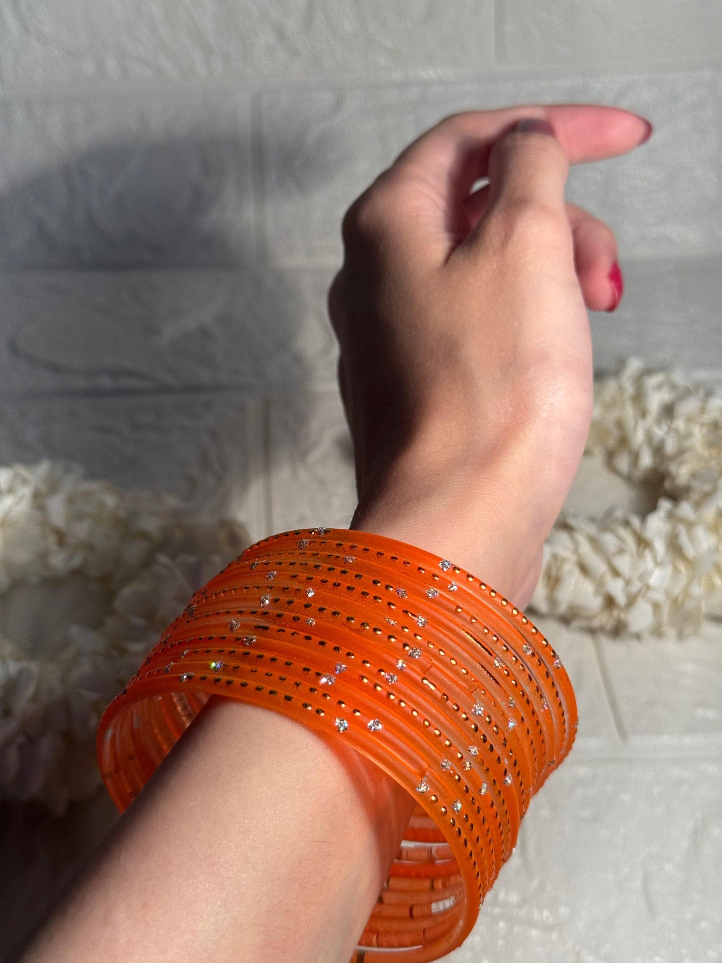 Raindrop bangle (4) - matt orange