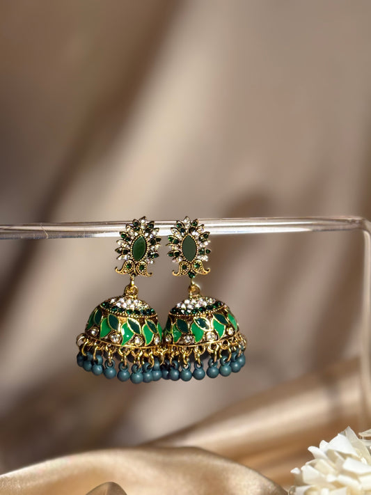 Dil kash jhumkay khass collection-gold and green