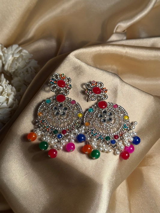 Rangoli Rounds khass collection-silver and multi