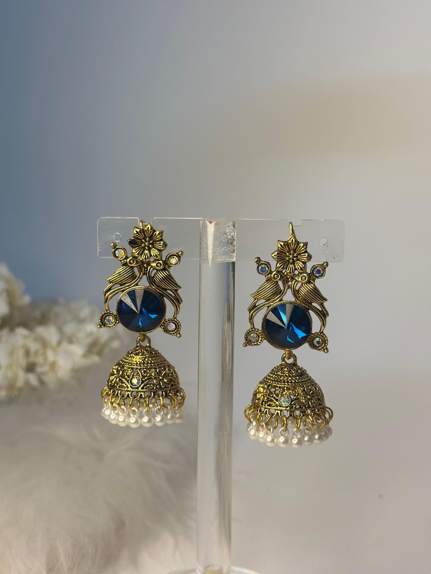 Kashimiri Earrings - Gold blue