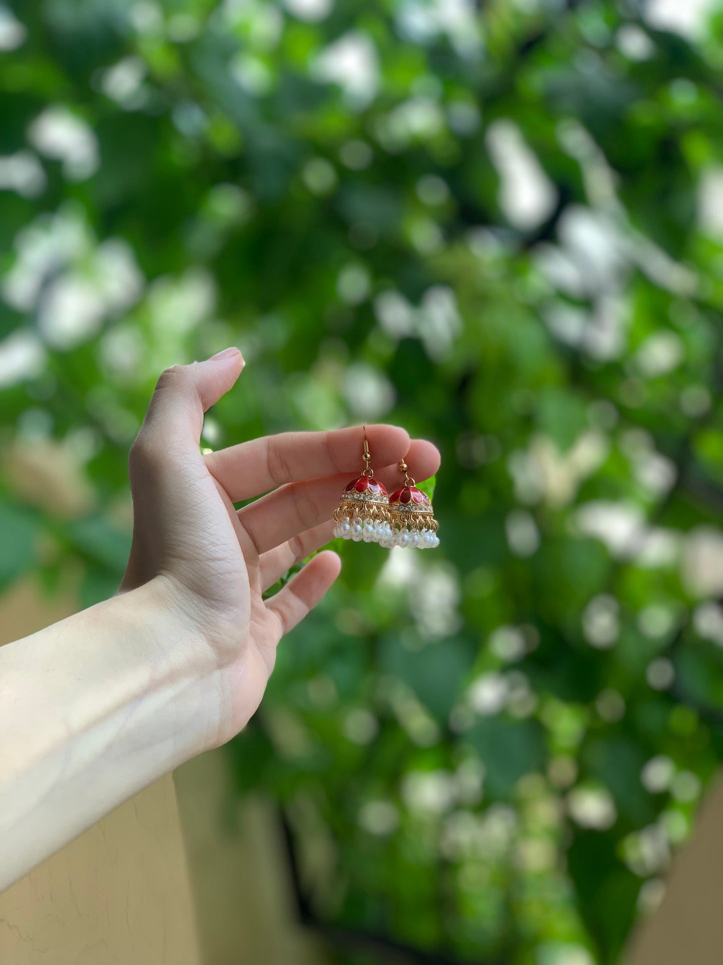 Mini moti jhumki - Red