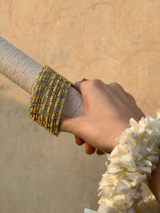 Neha Bangles (Yellow and silver )