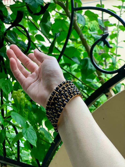 Moti bangle black and Gold