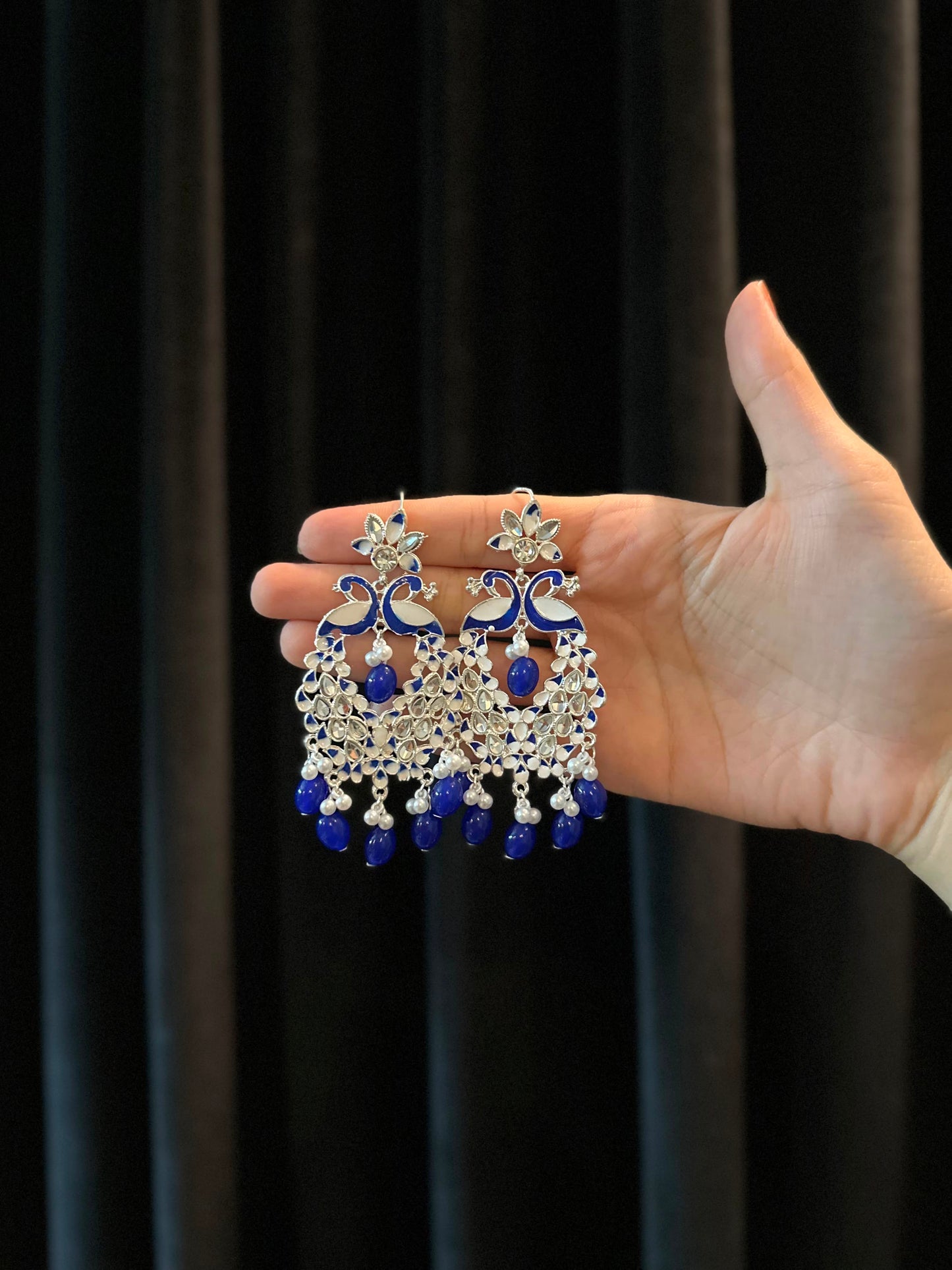 Shamim Ara Earrings- silver and blue(aara collection)
