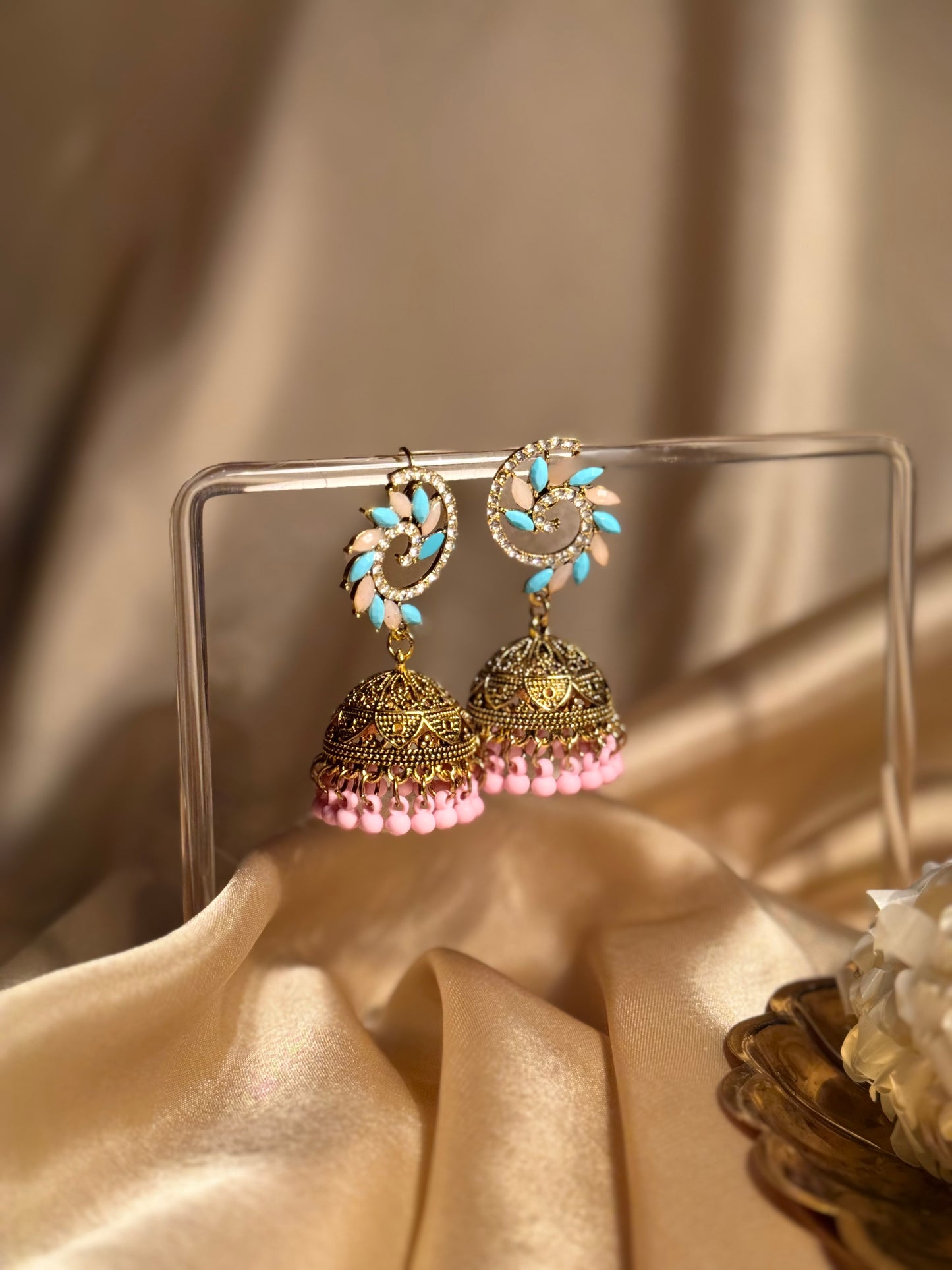Spiral patti khass collection-gold (pink and blue)