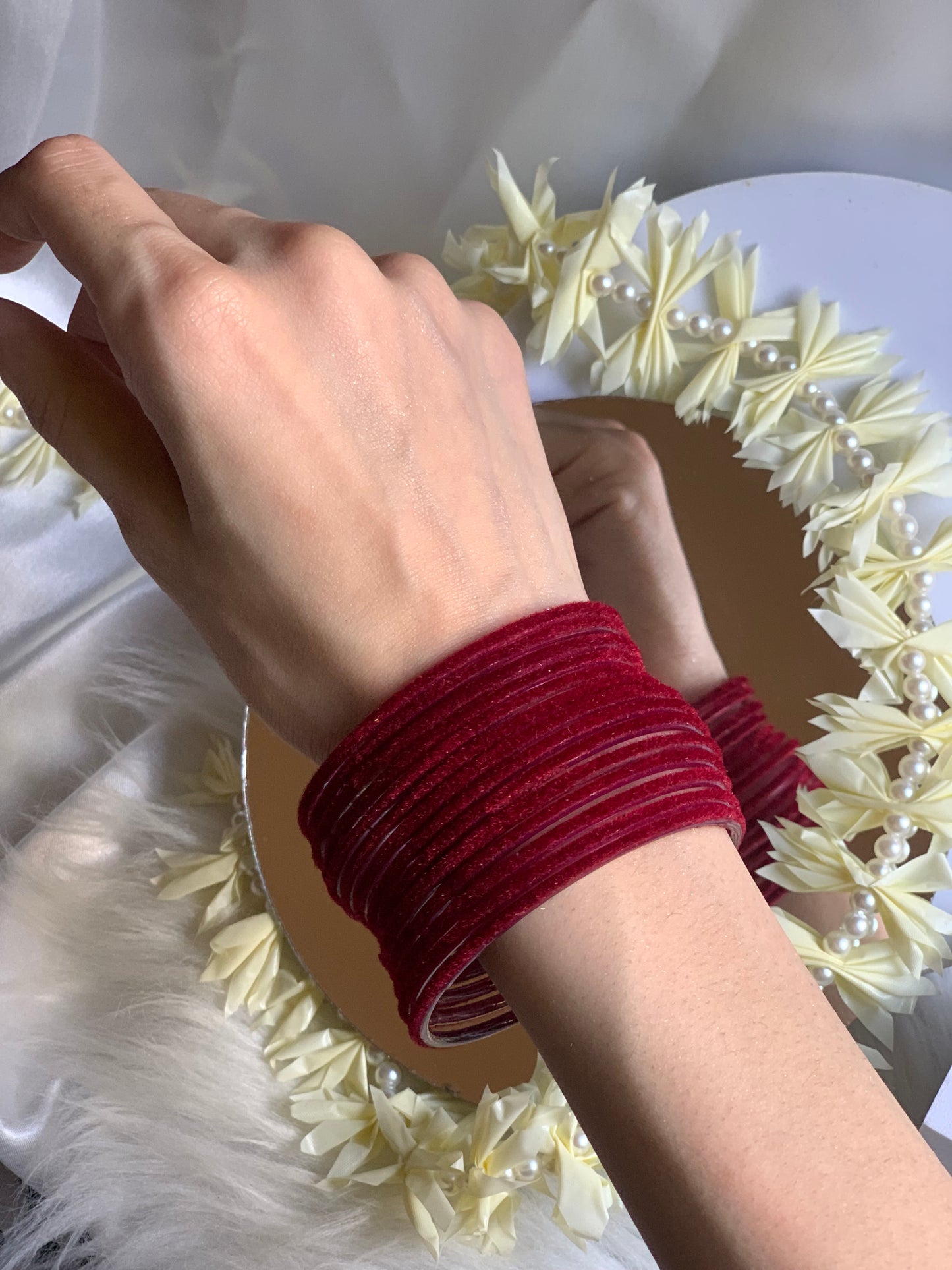 Velvet Bangles - (12 Pcs)