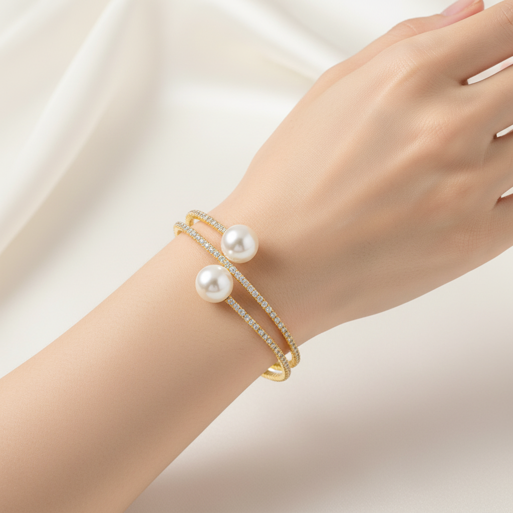 Pearl bracelet kids gold (Mahnoorbano)