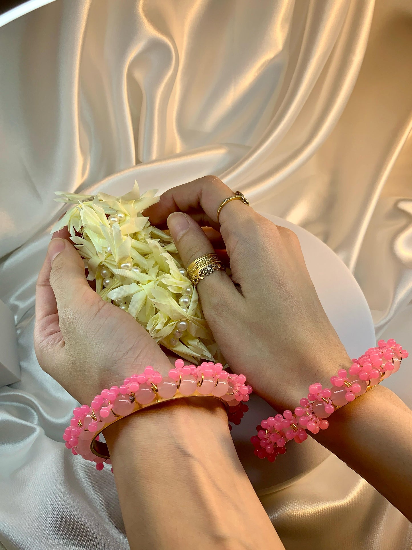 BDS-18 Pearl Beaded Bangles (Pink)
