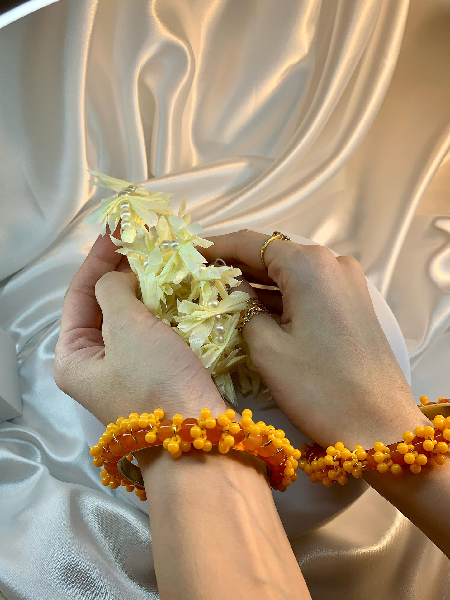 BDS-18 Pearl Beaded Bangles (Orange)