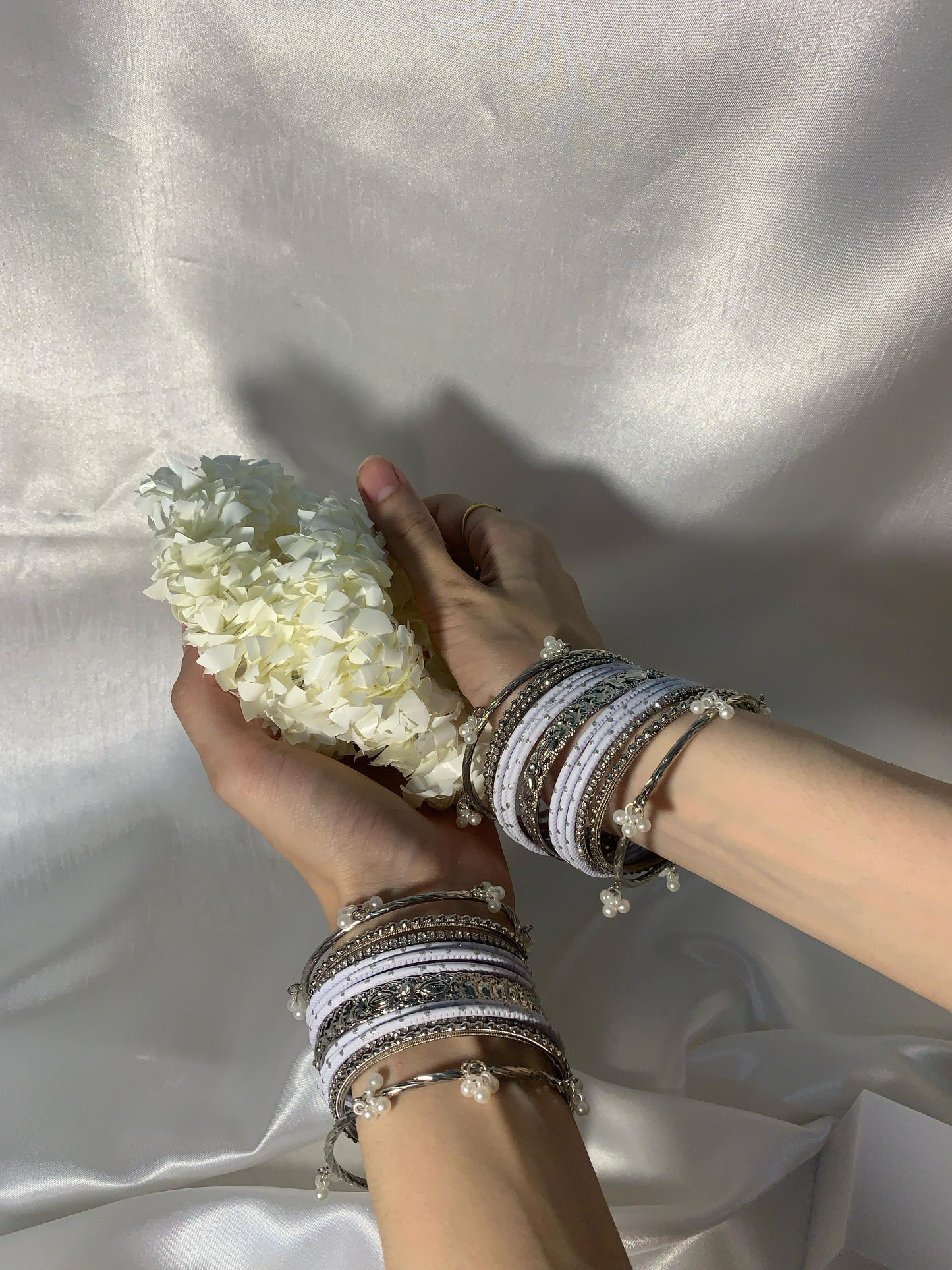 White Bandles with Silver Set