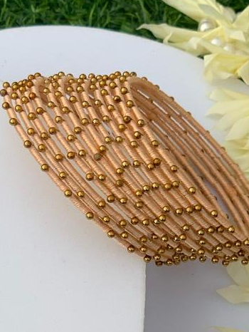 BD-14 Dotted Bangles - Peach (12 Pcs)