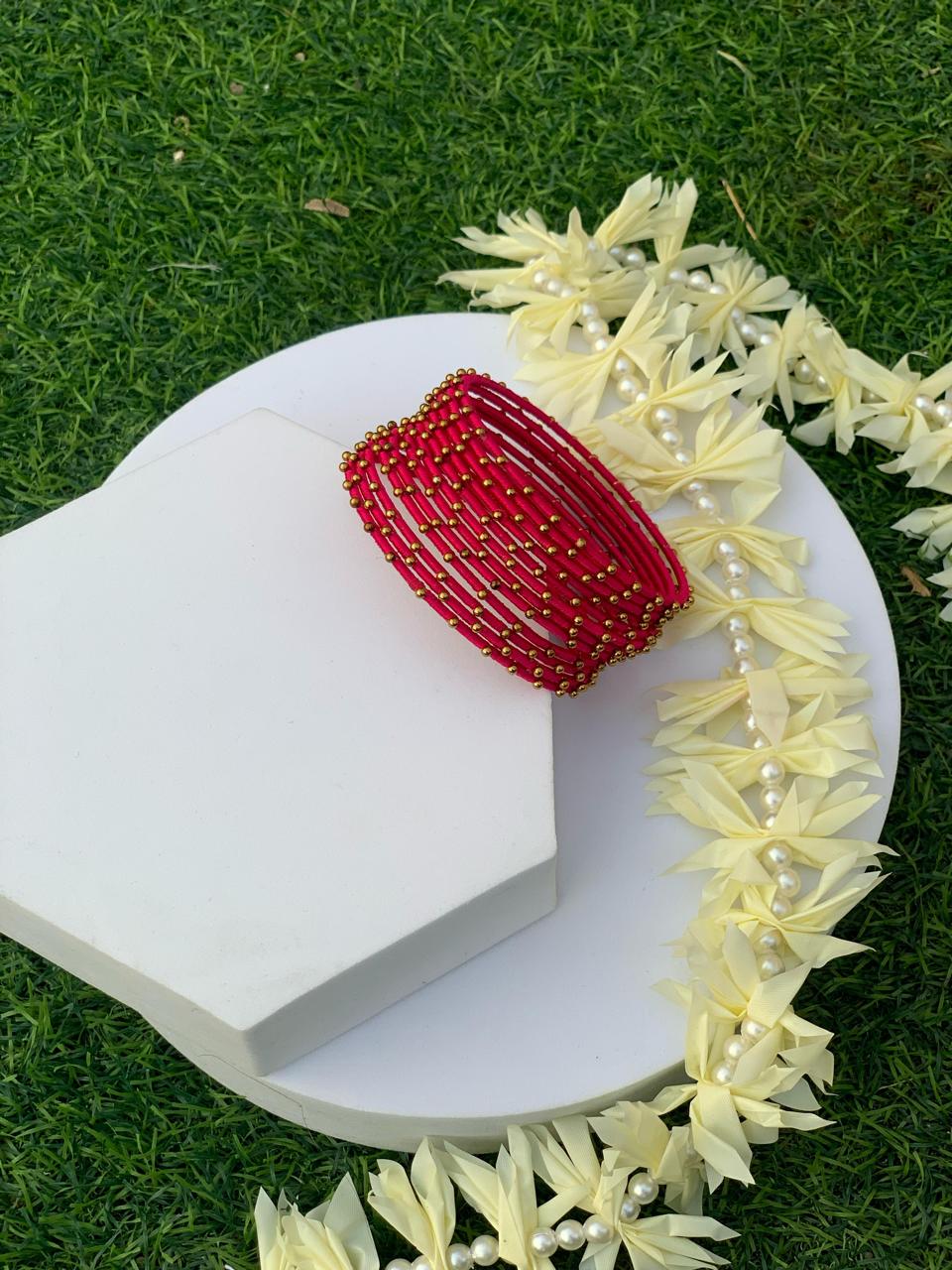 BD-14 Dotted Bangles - Coral (12 Pcs)