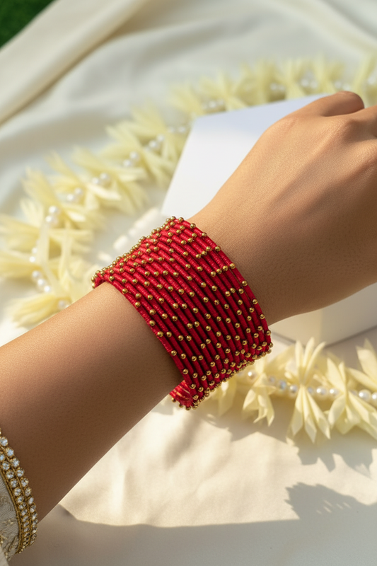 BD-14 Dotted Bangles - Coral (12 Pcs)