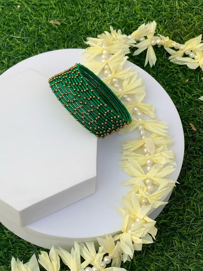 BD-14 Dotted Bangles Dark Green (12 Pcs)