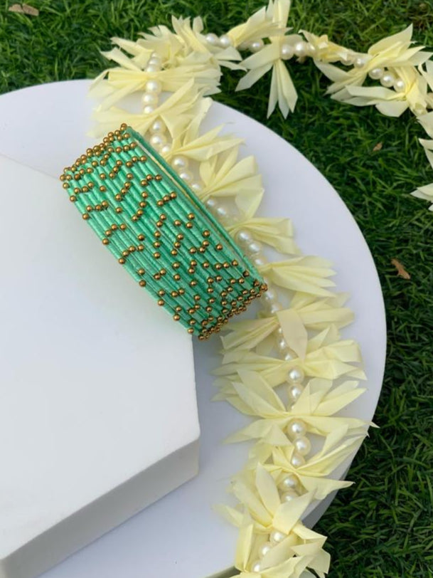 BD-14 Dotted Bangles Mint Green (12 Pcs)
