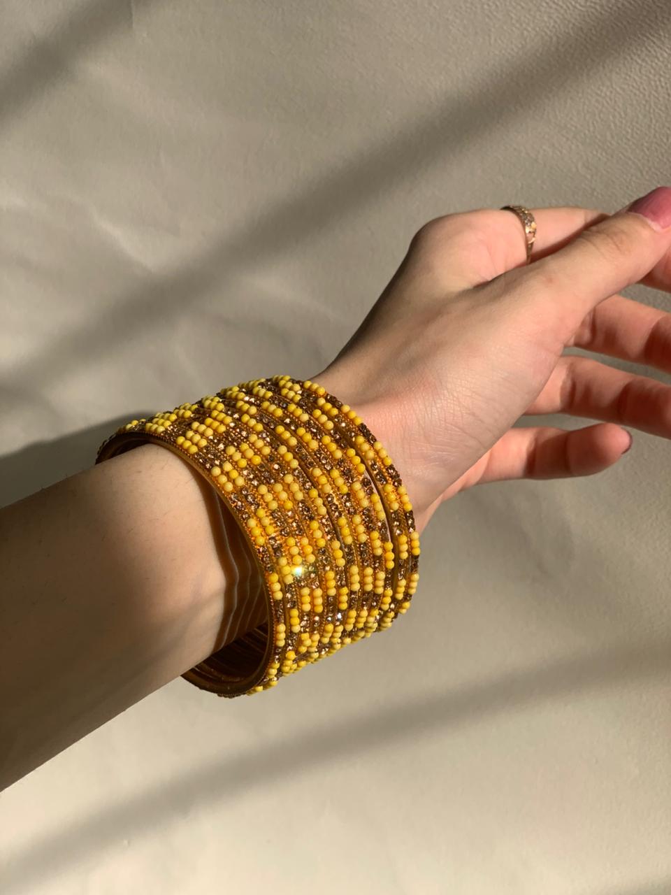 Neha Bangles (Yellow and Gold)