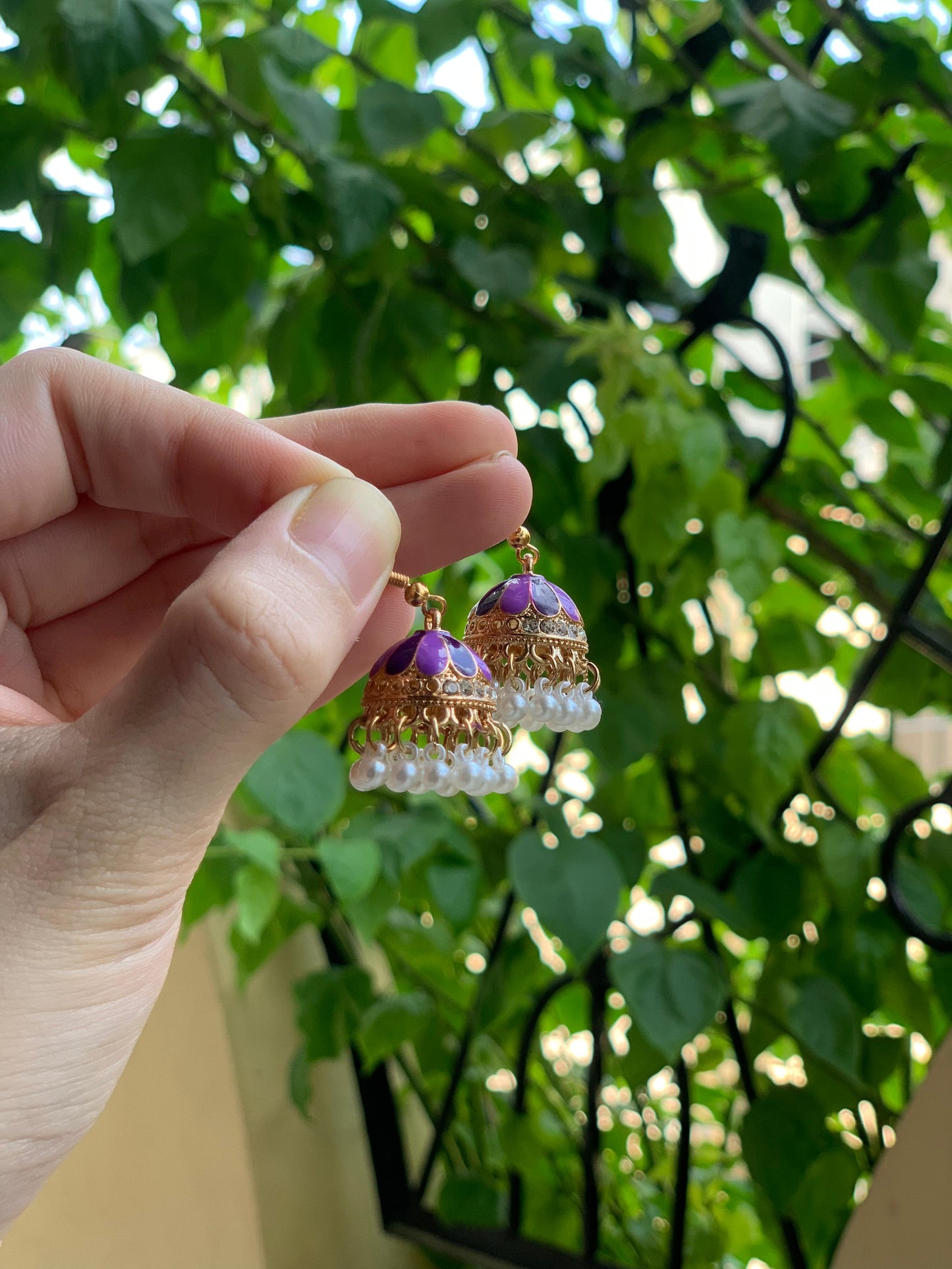 Mini moti jhumki - Purple