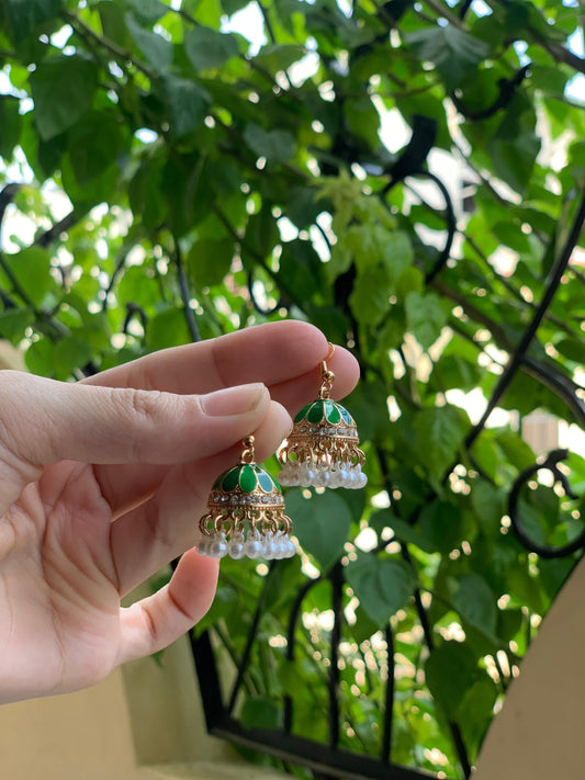 Mini moti jhumki - Green