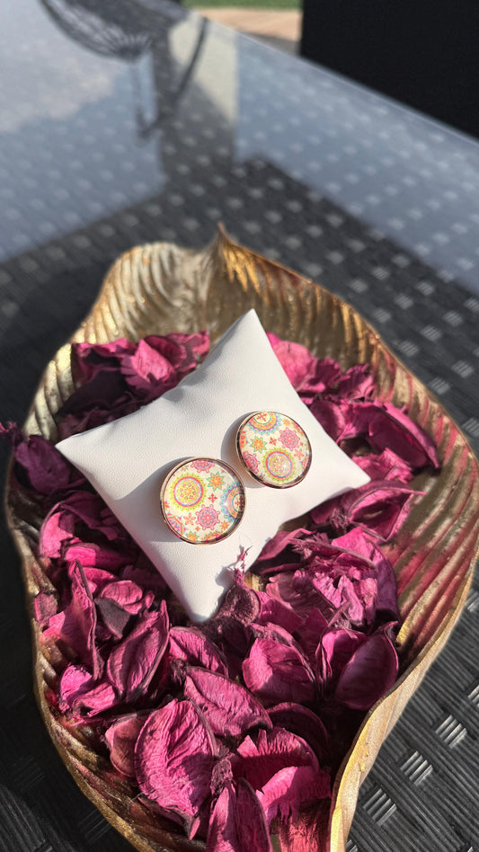 Printed summer breeze round earrings - Multicolor