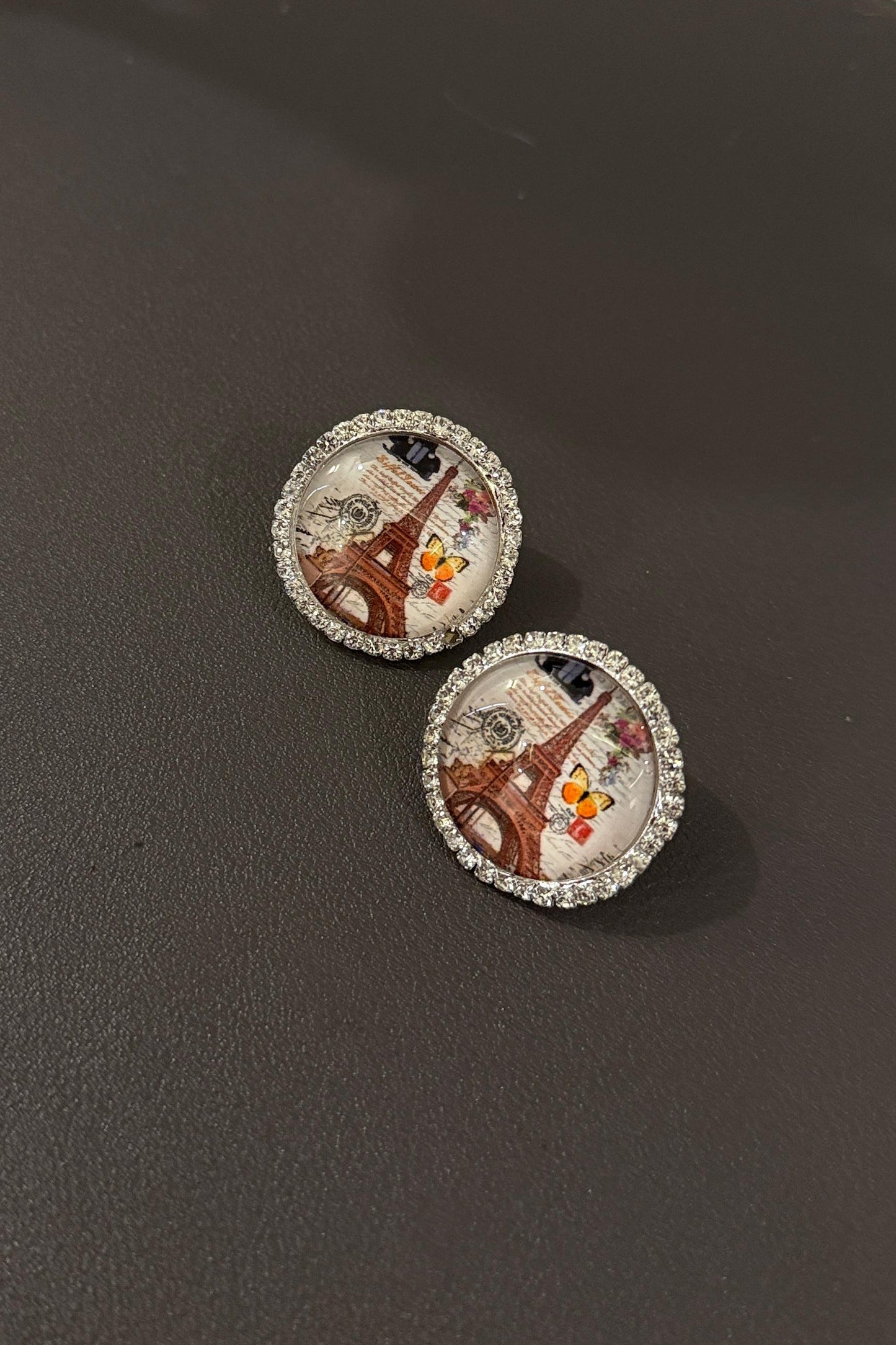 Summer bedazzled round earring - Eiffel Elegance