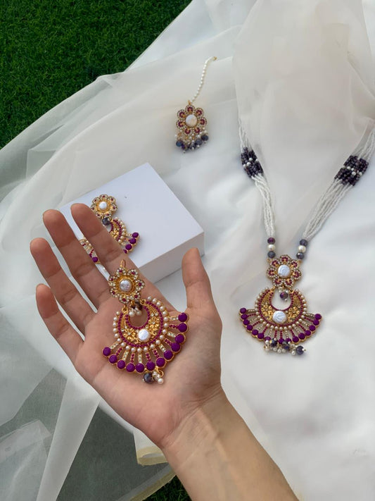 nourah moti har set - Purple