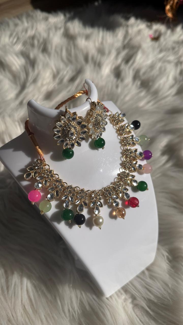 Kundan moti set - Multicolor