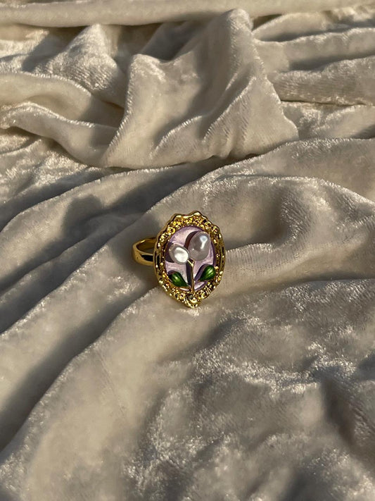 Enamel pearl ring (bead-purple)
