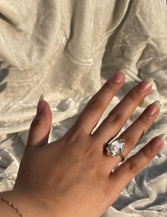 Enamel pearl ring (white)