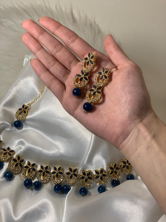 nourah moti har set - Gold and Teal